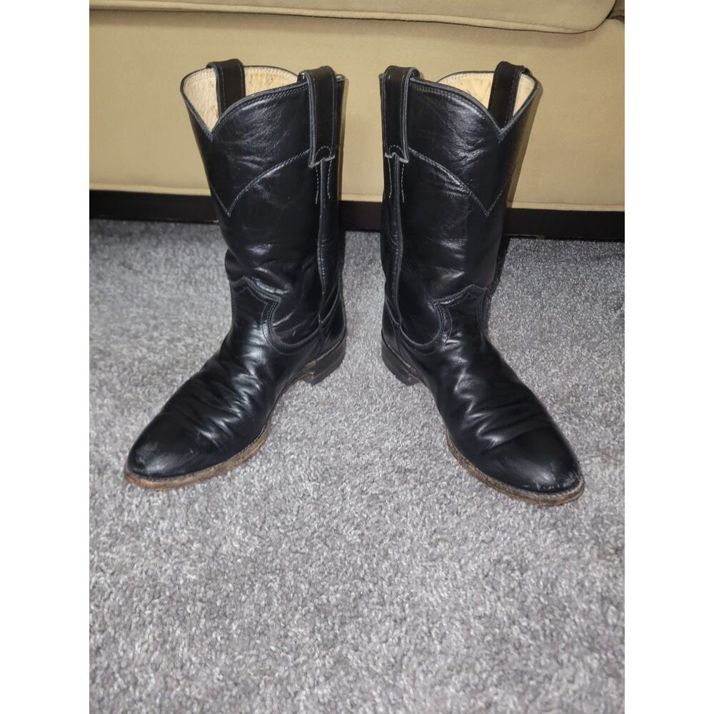 Justin Cowboy Boots Ladies Black 6.5 B Roper Dress Boots